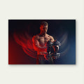 Man Lifting Dumbbells With Motion Blur Red Light Gym Fitness 5mm thick Plastic Poster Ready to Hang 90x60cm