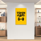 Train Hard Barbell Gym Fitness Motivational Typography 5mm thick Plastic Poster Ready to Hang 90x60cm