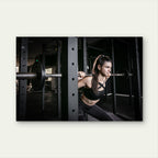 Female Athlete Squatting Barbell Heavy Weight Gym Fitness Workout 5mm thick Plastic Poster Ready to Hang 90x60cm