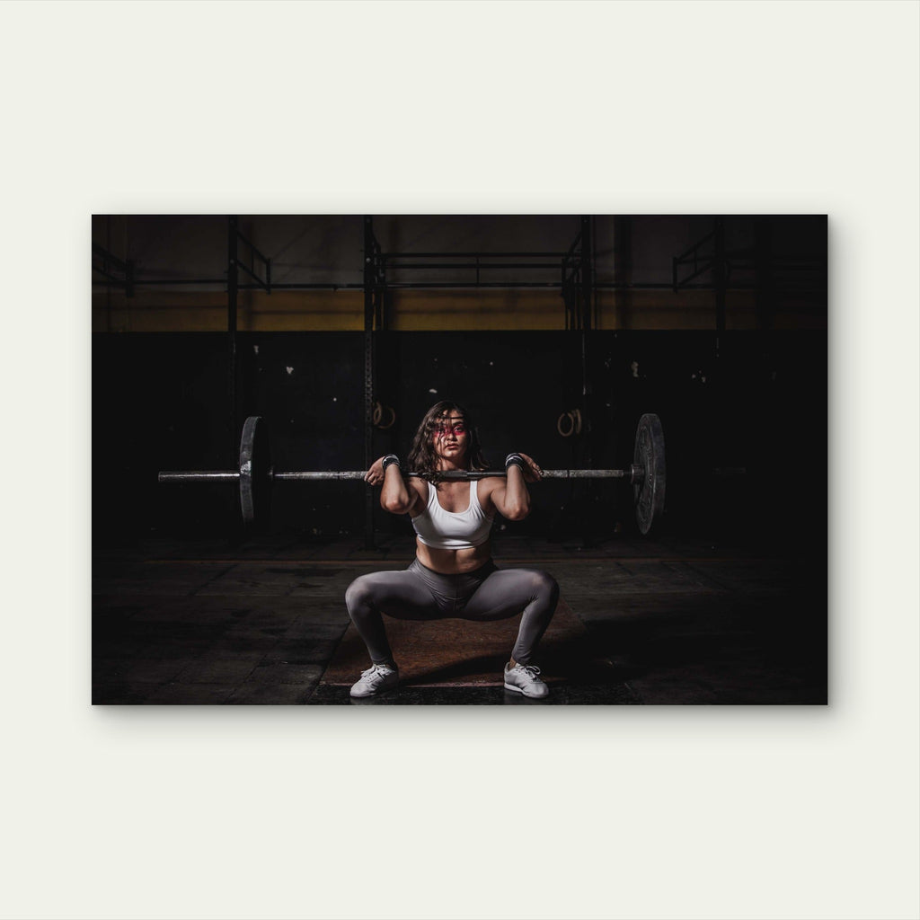 Fitness Woman Barbell Front Squat Clean Gym Workout 5mm thick Plastic Poster Ready to Hang 90x60cm
