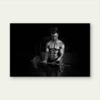 Black and White Bodybuilder Bicep Curl Ez Barbell Gym Workout 5mm thick Plastic Poster Ready to Hang 90x60cm