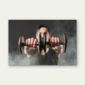 Man Lifting Dumbbells In Smoke Gym Fitness 5mm thick Plastic Poster Ready to Hang 90x60cm