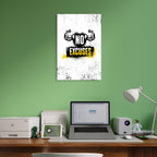 No Excuses Motivational Quote Shield Biceps Muscle Gym Fitness Black White Yellow 5mm thick Plastic Poster Ready to Hang 90x60cm