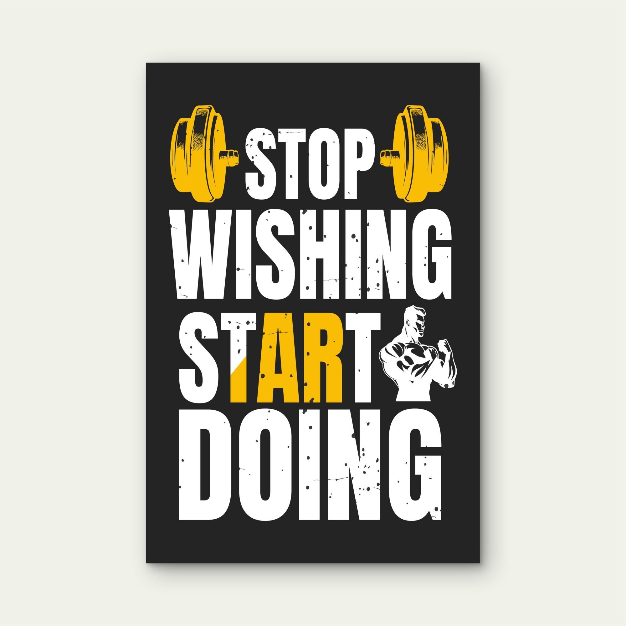 Stop Wishing Start Doing Gym Fitness Motivational Typography 5mm thick Plastic Poster Ready to Hang 90x60cm