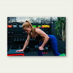 Fitness Woman Single Arm Dumbbell Row Bench Gym Workout 5mm thick Plastic Poster Ready to Hang 90x60cm