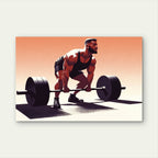 Stylized Illustration Of Athlete Lifting Barbell Gym Fitness 5mm thick Plastic Poster Ready to Hang 90x60cm