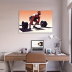Stylized Illustration Of Athlete Lifting Barbell Gym Fitness 5mm thick Plastic Poster Ready to Hang 90x60cm
