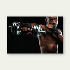 Athlete Punching With Dumbbell Gym Fitness 5mm thick Plastic Poster Ready to Hang 90x60cm