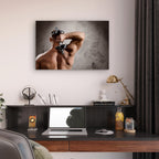 Muscular Man Exercising Triceps With Dumbbell Gym Fitness 5mm thick Plastic Poster Ready to Hang 90x60cm