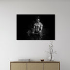 Black and White Bodybuilder Bicep Curl Ez Barbell Gym Workout 5mm thick Plastic Poster Ready to Hang 90x60cm