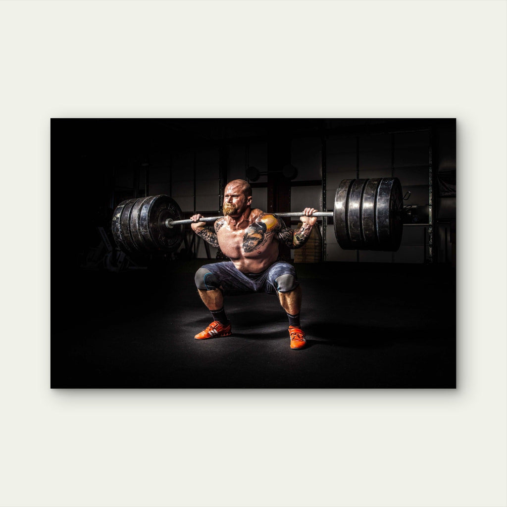 Hardcore Powerlifter Heavy Barbell Back Squat Gym Workout 5mm thick Plastic Poster Ready to Hang 90x60cm