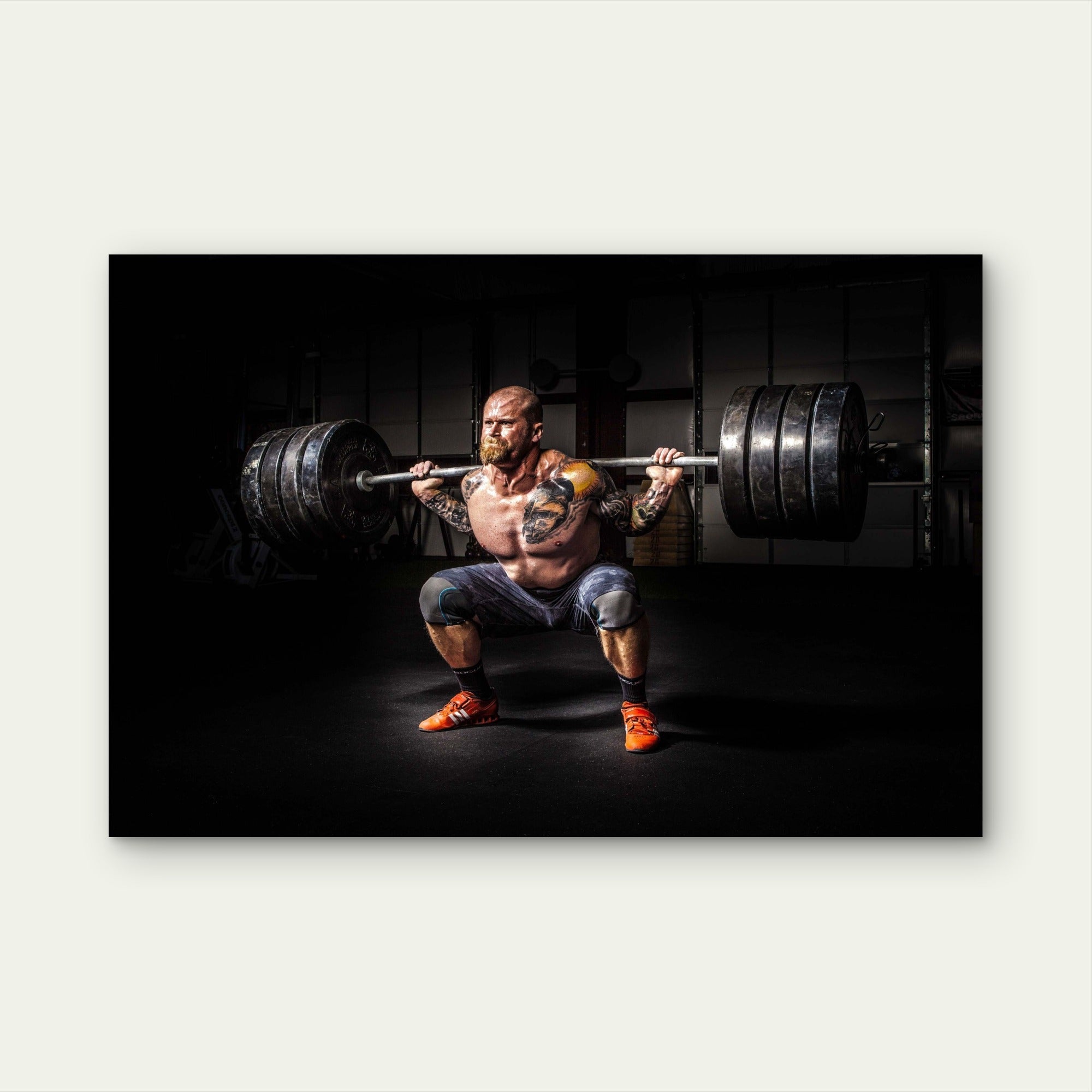Hardcore Powerlifter Heavy Barbell Back Squat Gym Workout 5mm thick Plastic Poster Ready to Hang 90x60cm