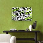 Female Athlete Runner Sprinter Fearless Grind Stay Focused Graffiti Green Black 5mm thick Plastic Poster Ready to Hang 90x60cm