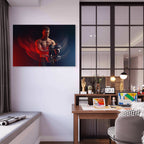 Man Lifting Dumbbells With Motion Blur Red Light Gym Fitness 5mm thick Plastic Poster Ready to Hang 90x60cm