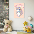 Unicorn Power Rainbow Mane Wearing Headphones 5mm thick Plastic Poster Ready to Hang 90x60cm
