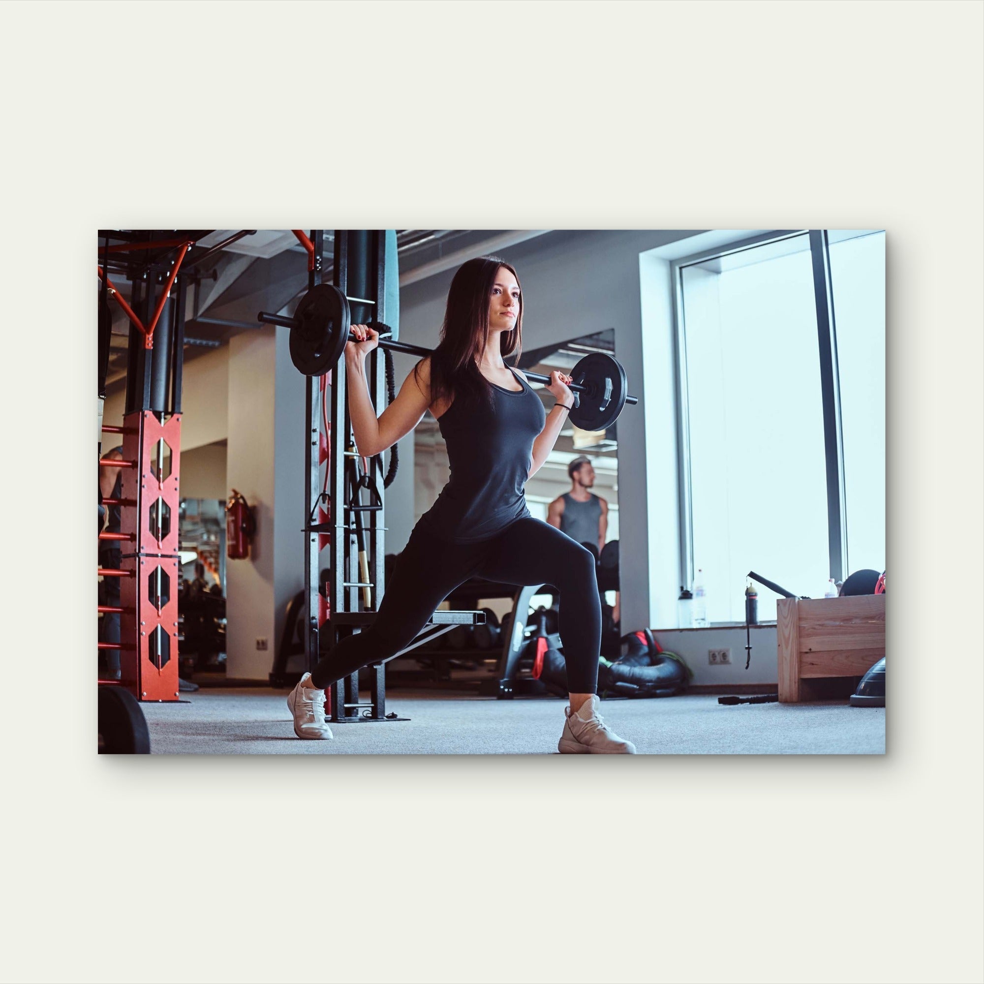 Gym Workout Fitness Barbell Lunge 5mm thick Plastic Poster Ready to Hang 90x60cm
