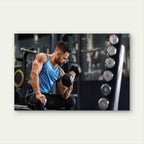 Man Doing Seated Dumbbell Bicep Curl Gym Fitness 5mm thick Plastic Poster Ready to Hang 90x60cm