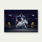 Weightlifter Kneeling With Chalk Gym Fitness 5mm thick Plastic Poster Ready to Hang 90x60cm