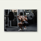 Female Athlete Barbell Squat Heavy Lifting Gym Fitness 5mm thick Plastic Poster Ready to Hang 90x60cm