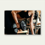 Fitness Woman One Arm Dumbbell Row Workout Close Up 5mm thick Plastic Poster Ready to Hang 90x60cm