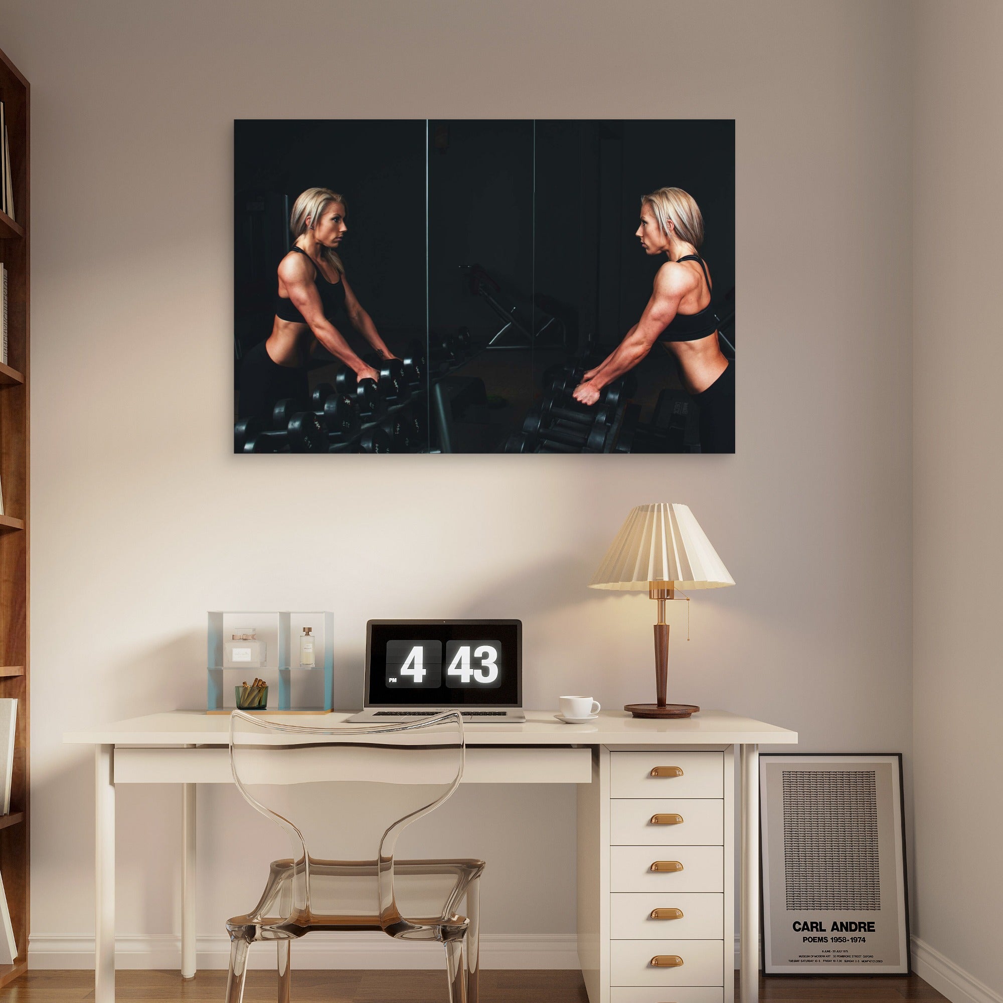 Bodybuilding Mirror Reflection 5mm thick Plastic Poster Ready to Hang 90x60cm