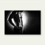 Muscular Man Torso Abs Black and White Fitness Workout 5mm thick Plastic Poster Ready to Hang 90x60cm