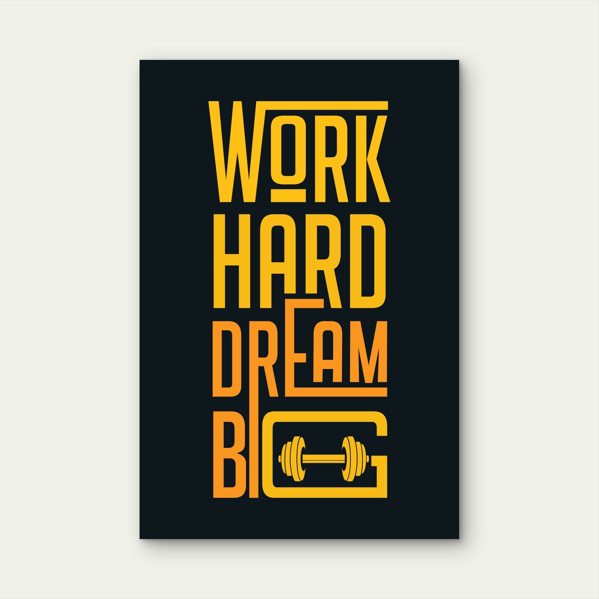 Work Hard Dream Big Gym Fitness Motivational Typography 5mm thick Plastic Poster Ready to Hang 90x60cm