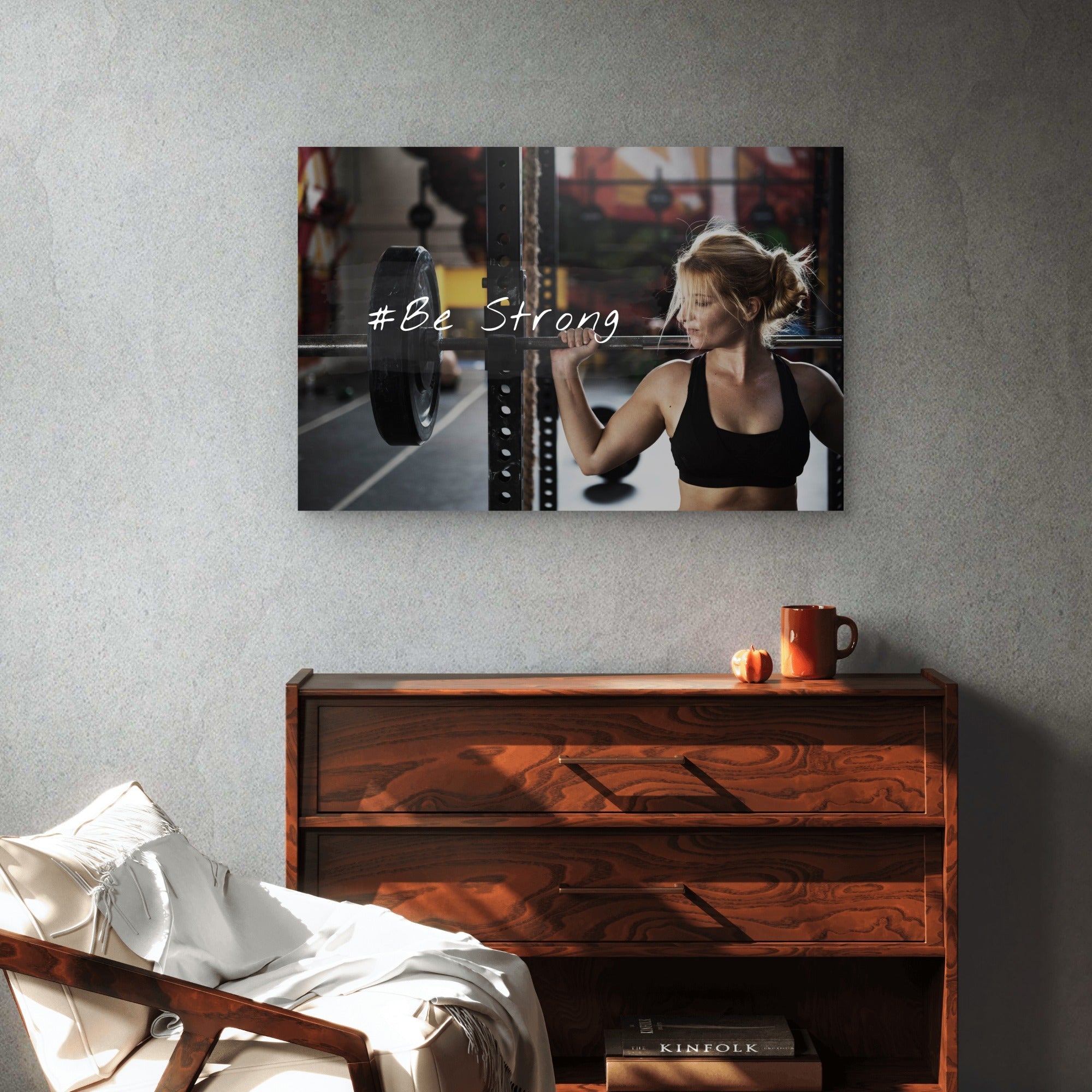 Be Strong Female Weightlifter Gym Fitness Motivational 5mm thick Plastic Poster Ready to Hang 90x60cm