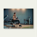 Female Athlete Doing Seated Dumbbell Bicep Curl Gym Fitness 5mm thick Plastic Poster Ready to Hang 90x60cm